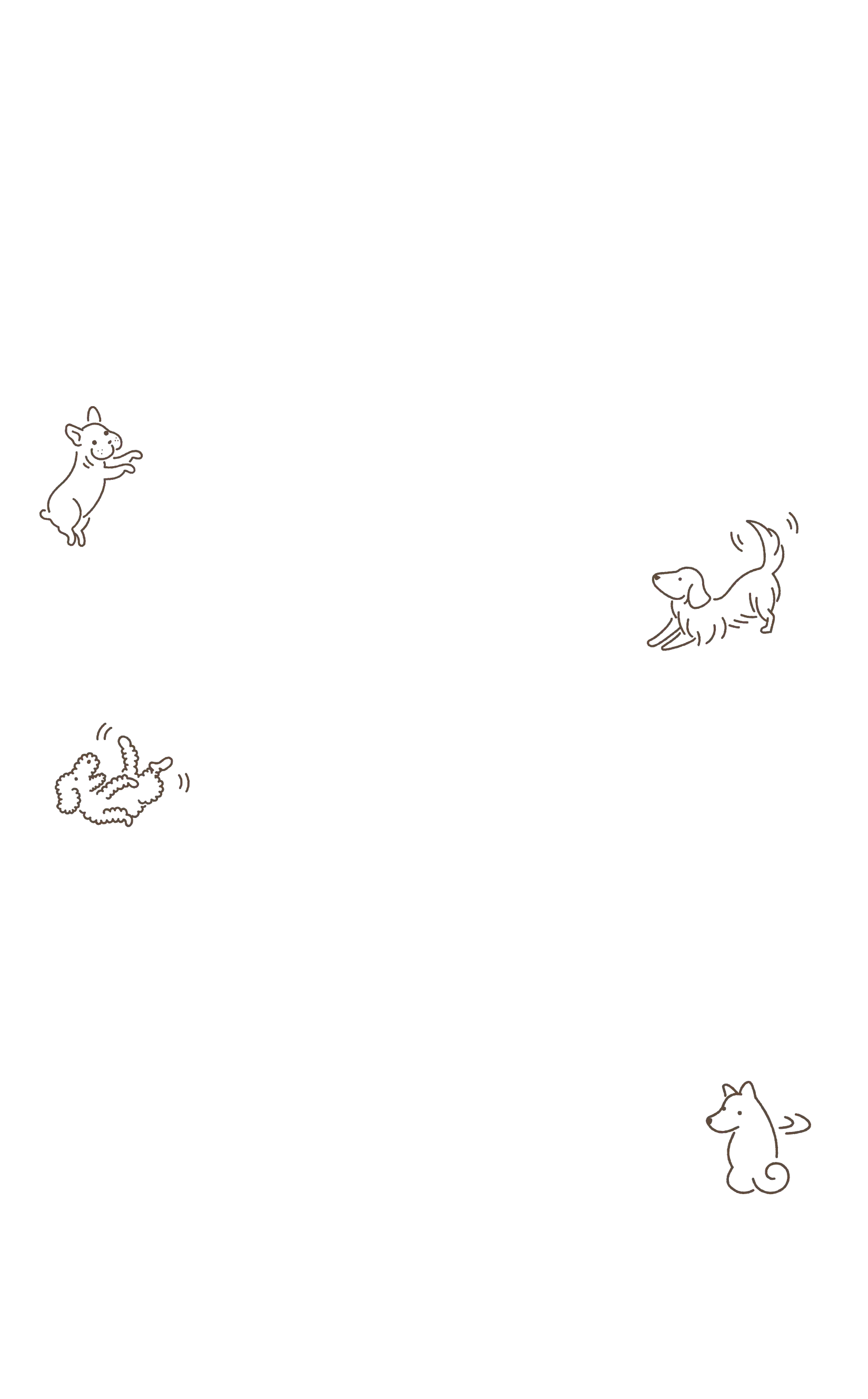 4匹の犬たちが描かれたイラスト